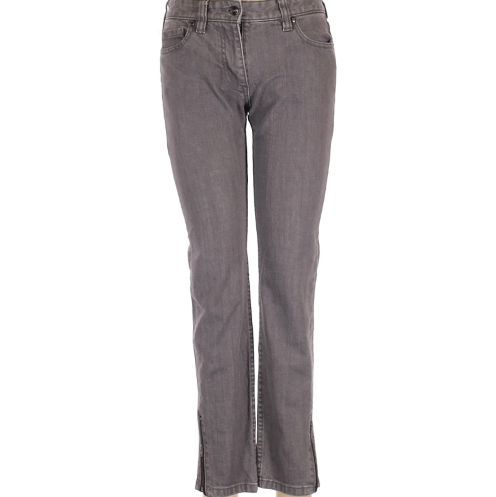 FARHI BY NICOLE FARHI Gray Jeans with Ankle Zippers